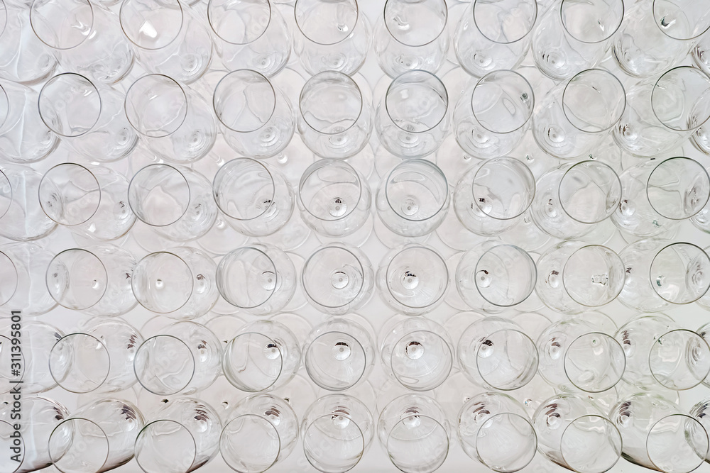A lot of glasses for sparkling wine standing on the table before party, A lot of glasses for sparkling wine standing on the table before party,