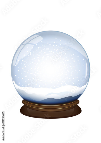 Boule à neige transparente avec neige