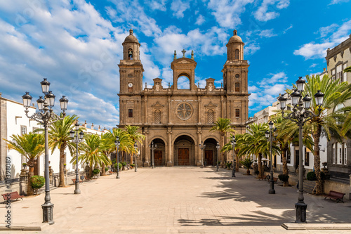 Krajobraz z Katedralnym Santa Ana Vegueta w Las Palmas, Gran Canaria, wyspy kanaryjska, Hiszpania