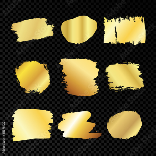 Gold smears on dark transparent background