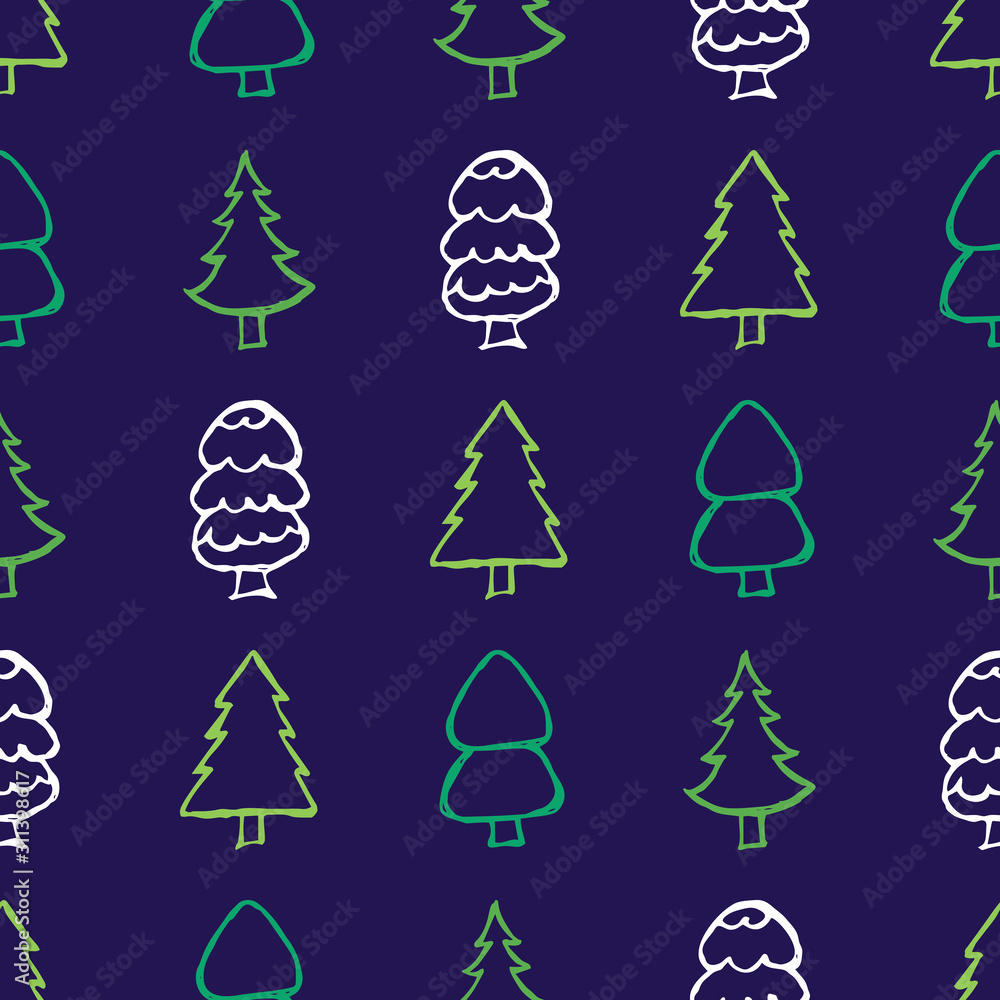 Seamless pattern with hand drawn Christmas trees Seamless pattern with hand drawn Christmas trees