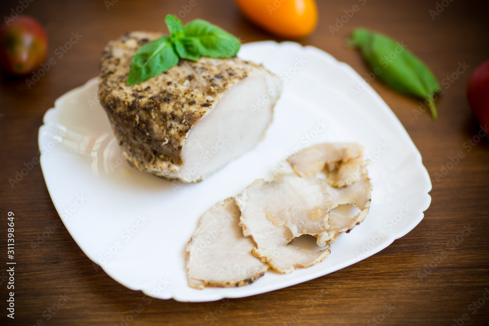 homemade baked meat with spices in a plate homemade baked meat with spices in a plate