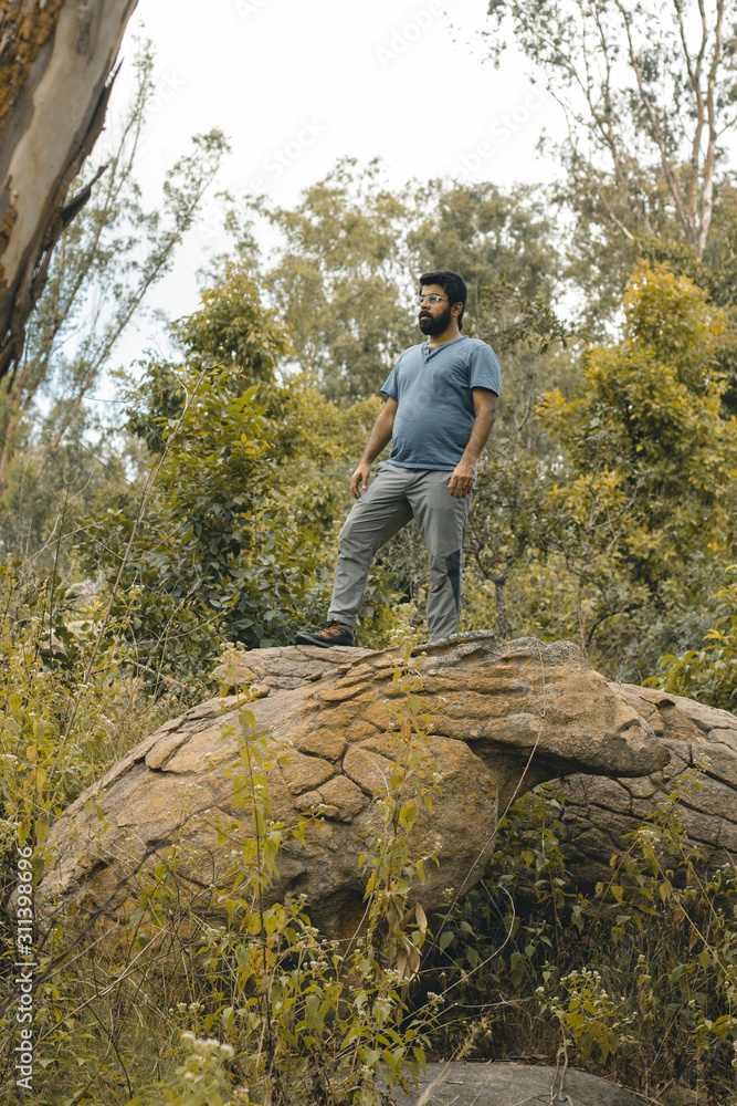 Naklejka premium hiker in the mountains