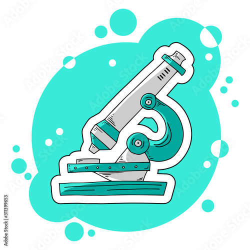 Microscope icon. Vector illustration of a microscope. Hand drawn microscope.