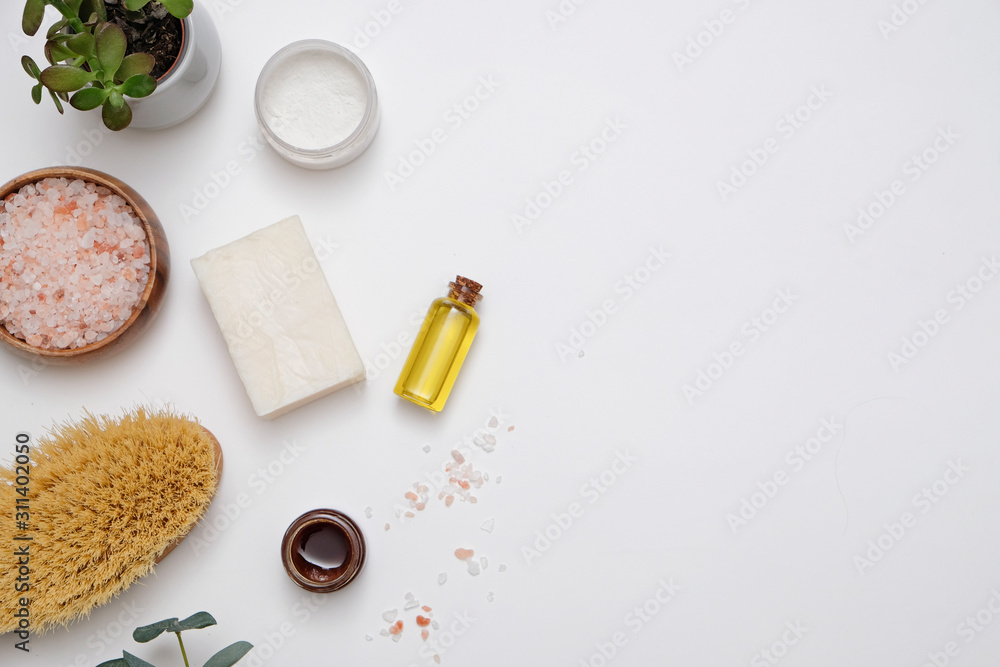 Zero waste natural spa concept: eco organic products for health products, no plastic. Empty space for text. Zero waste natural spa concept: eco organic products for health products, no plastic. Empty space for text.