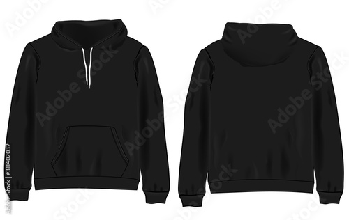 Black hoodie isolated on white background