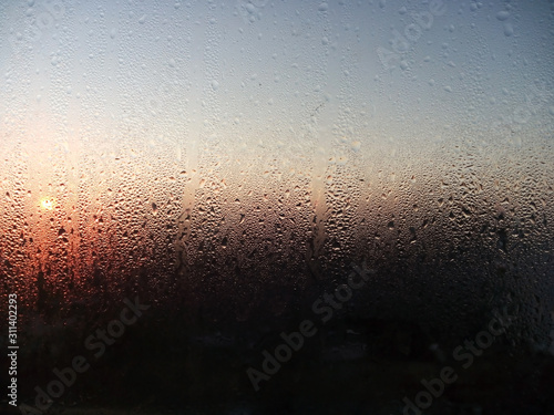 drops on the window, dawn