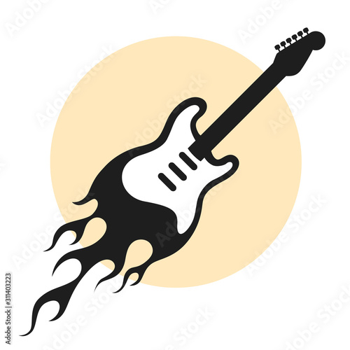 Vector electric guitar on fire design. To see the other vector guitar illustrations , please check Guitars collection.