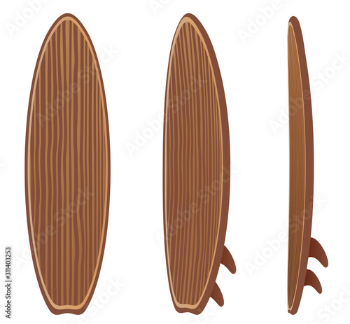 Vector vintage wood surfboard set. To see the other vector surfboard illustrations , please check Surfboards collection.