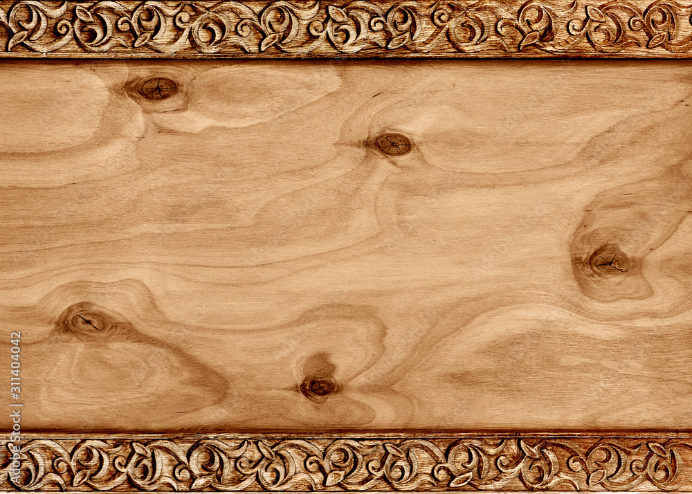 Ταπετσαρία Wooden frame with pattern of flower carved on wood.