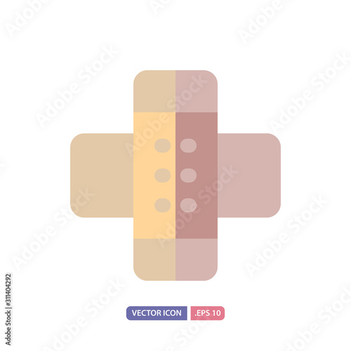 bandage icon in flat style. Vector logo design template. Modern design icon, symbol, logo and illustration. Vector graphics illustration and editable stroke. Isolated on white background.