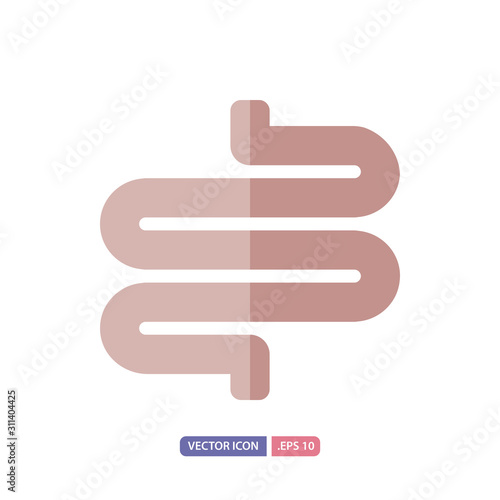 intestine icon in flat style. Vector logo design template. Modern design icon, symbol, logo and illustration. Vector graphics illustration and editable stroke. Isolated on white background.
