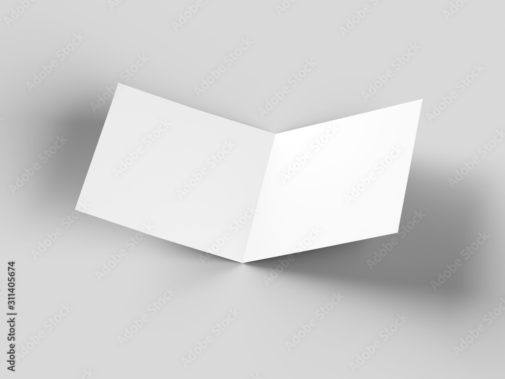 Brochure in square format folded to two - mockup. 3d illustration Brochure in square format folded to two - mockup. 3d illustration