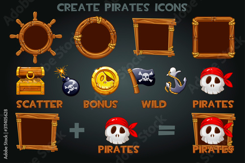 Set to create pirated icons and wooden frames.