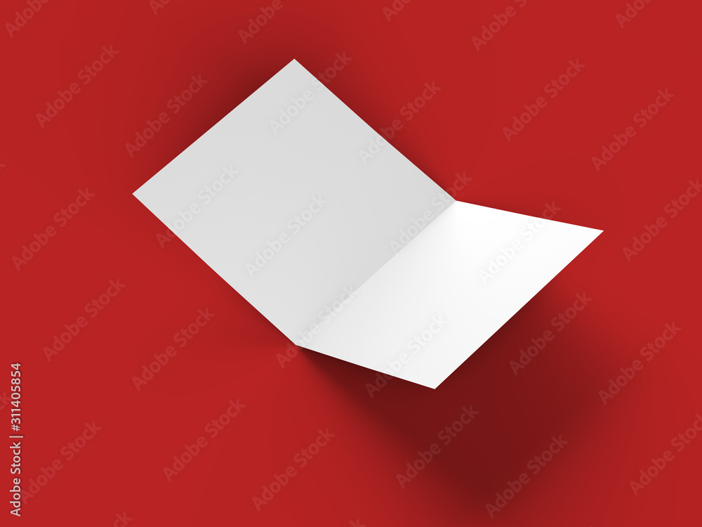 Brochure in square format folded to two - mockup. 3d illustration Brochure in square format folded to two - mockup. 3d illustration