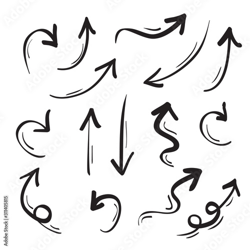 Arrows icons hand drawn vector editable set