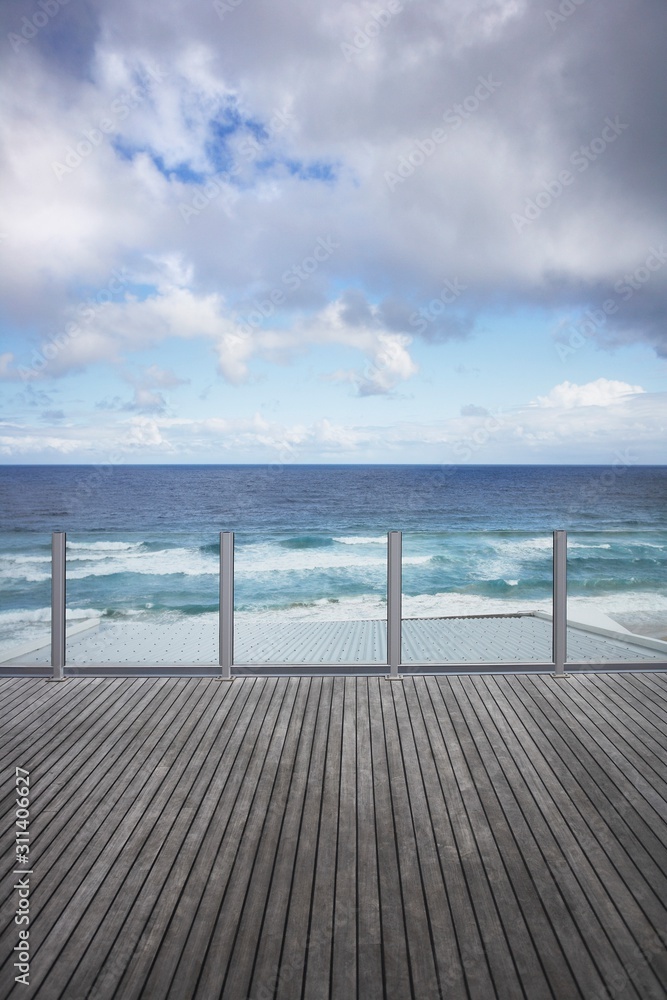 Fototapeta premium Wooden Dock And Moody Sky