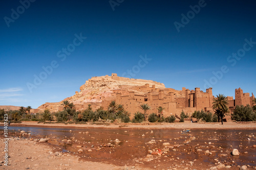 The fortified city of A  t Benhaddou world heritage site  seen from the river.