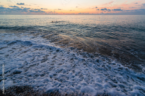 Magical sunset over the stormy Black Sea