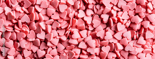 Valentine's day background, pink hearts texture, banner photo