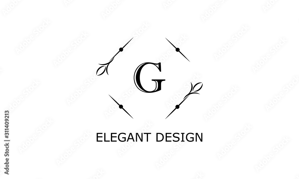 Monogram with elegant letter G. Vector logo on a white background. Floral logo Monogram with elegant letter G. Vector logo on a white background. Floral logo