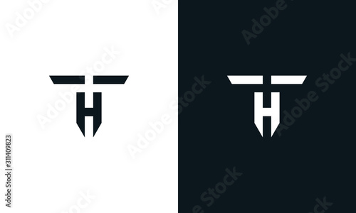 Abstract line art letter TH logo. This logo icon incorporate with letter T and H in the creative way.
