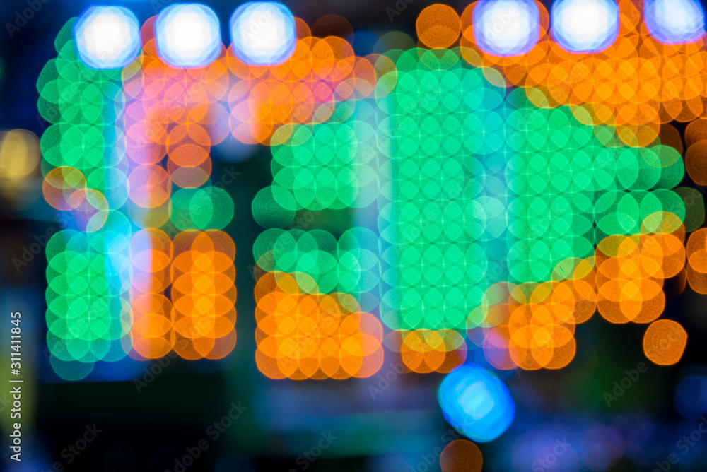 Beautiful abstract multicolored background with bokeh circles with green diamond