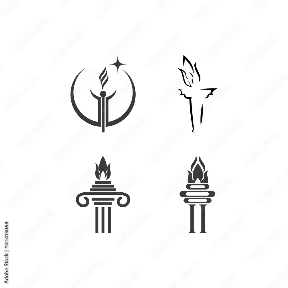 Fototapeta premium Set Torch Logo Template vector symbol