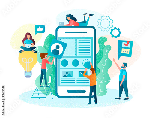 The mobile application development team creates the mobile application interface