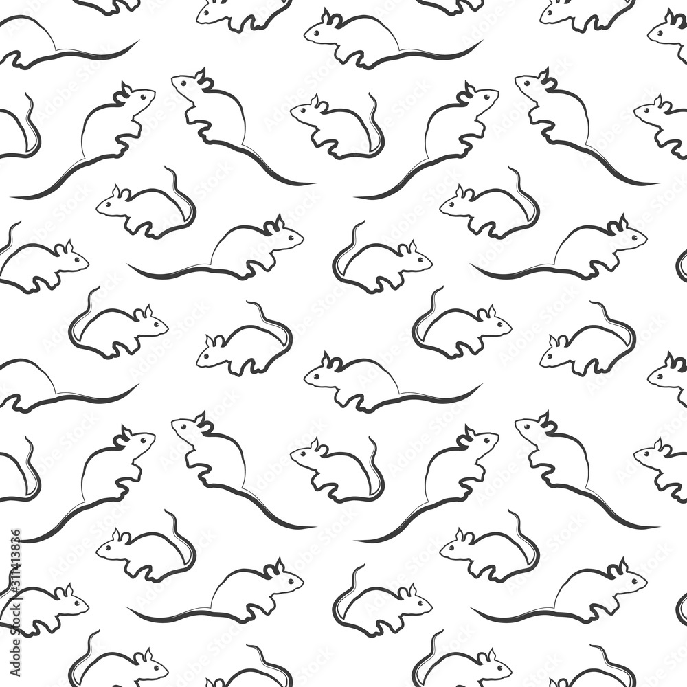 Rat seamless vector pattern. Traditional symbol of Chinese New Year. Design element. Rat seamless vector pattern. Traditional symbol of Chinese New Year. Design element.