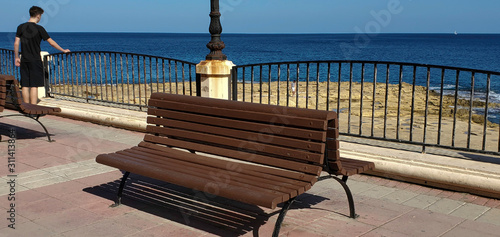 Wood Bench  at the Ocean