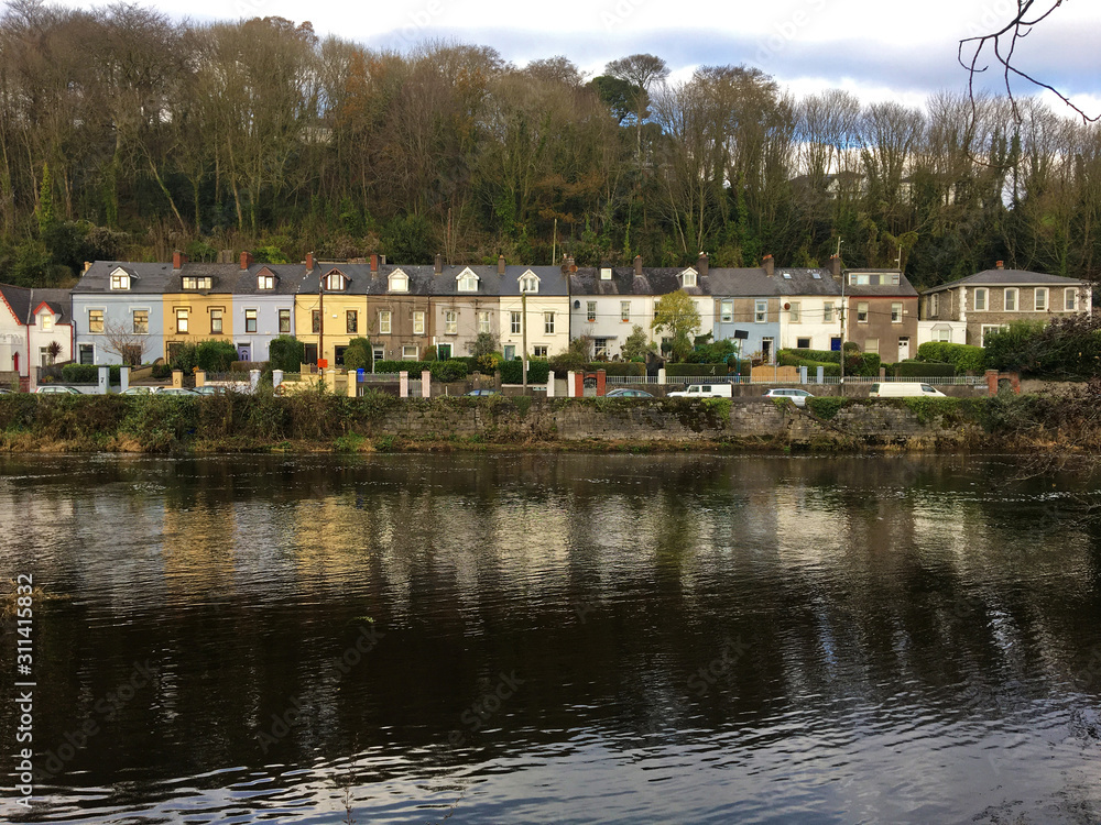 Houses by the riverside of River Lee, in Sunday's Well, Cork city, Ireland
