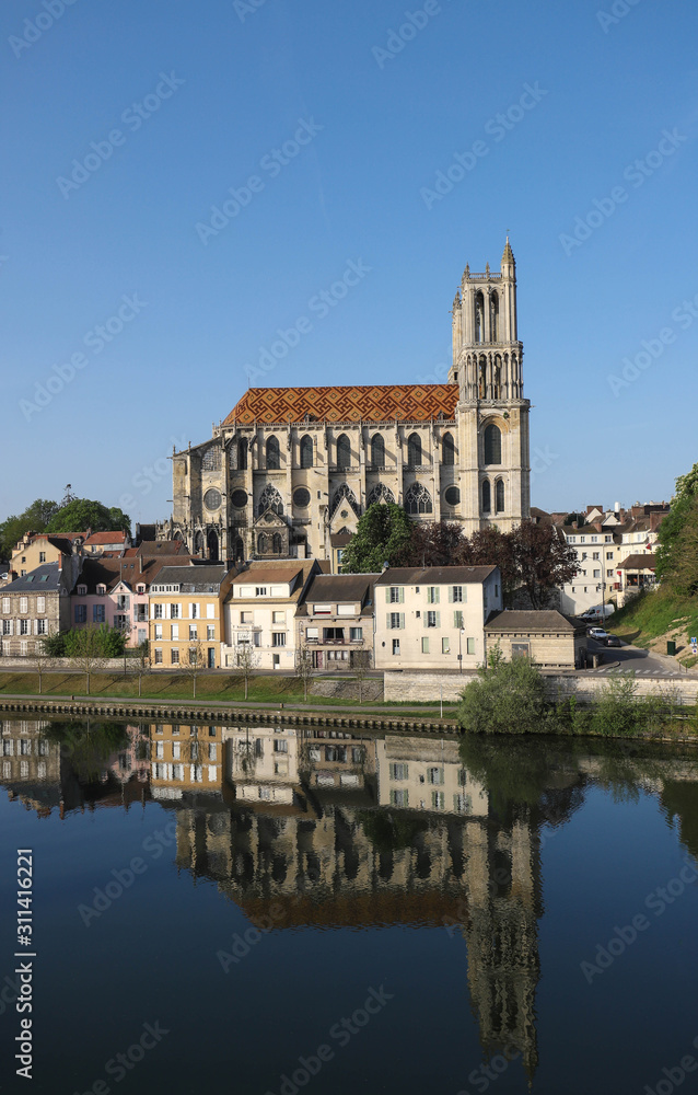 The medieval Collegiate Church of Our Lady of Mantes in the small town of Mantes-la-Jolie, about 50 km west of Paris, France.