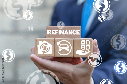 Canvas Print Refinance Finance Loan Mortgage Car Credit Recalculation Concept.