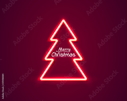 Neon Merry Christmas and happy new year. background design. © hobbitfoot
