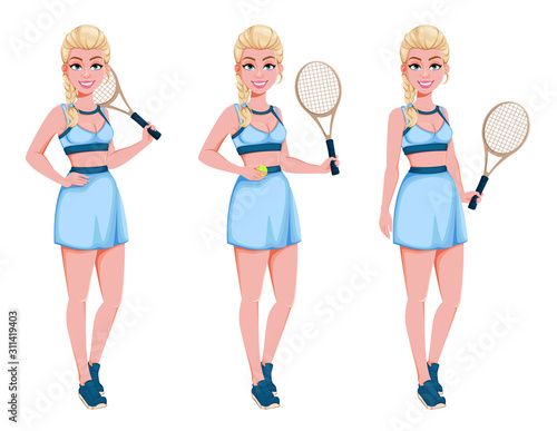 Beautiful woman tennis player in sportswear