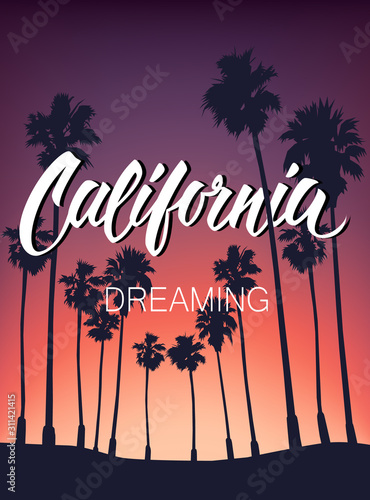 Southern California hand lettered print for apparel t shirt and other uses, southern beach typographic art