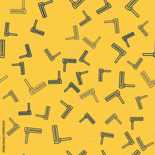 Blue line Router and wi-fi signal symbol icon isolated seamless pattern on yellow background. Wireless ethernet modem router. Computer technology internet. Vector Illustration