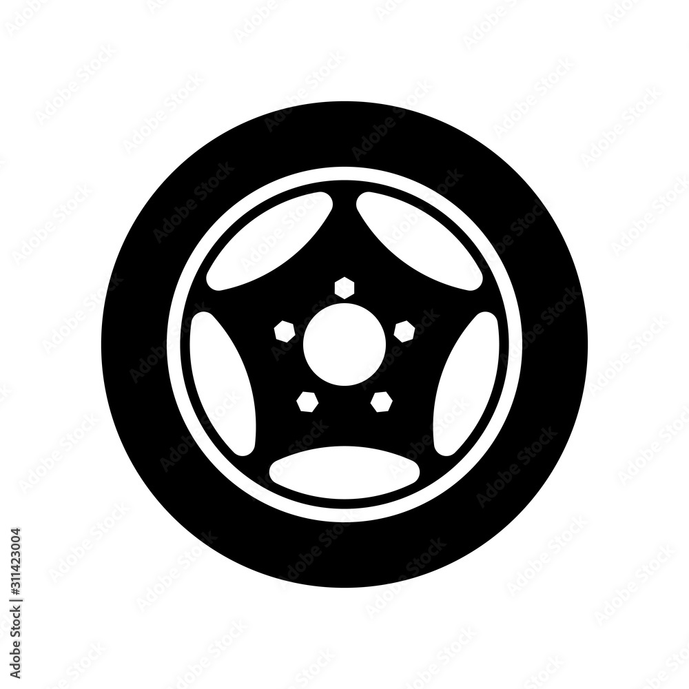 Car wheel icon. Vector image isoded on a white background.