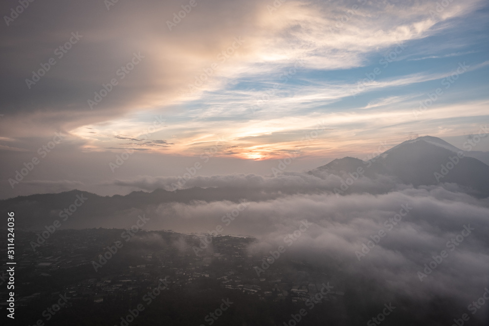 Sunrise view from Mount Batur, Bali, Indonesia 