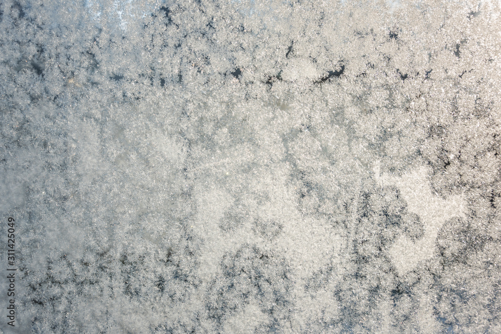 Cold day and frozen window Cold day and frozen window