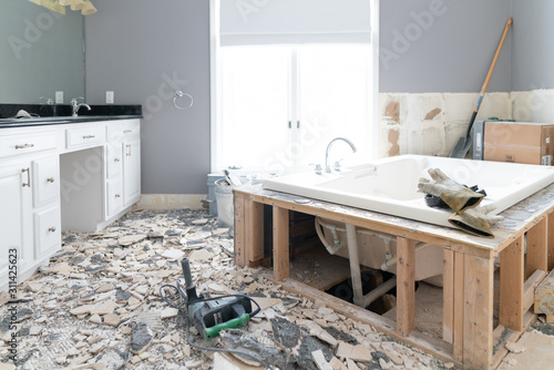 Bathroom interior under construction