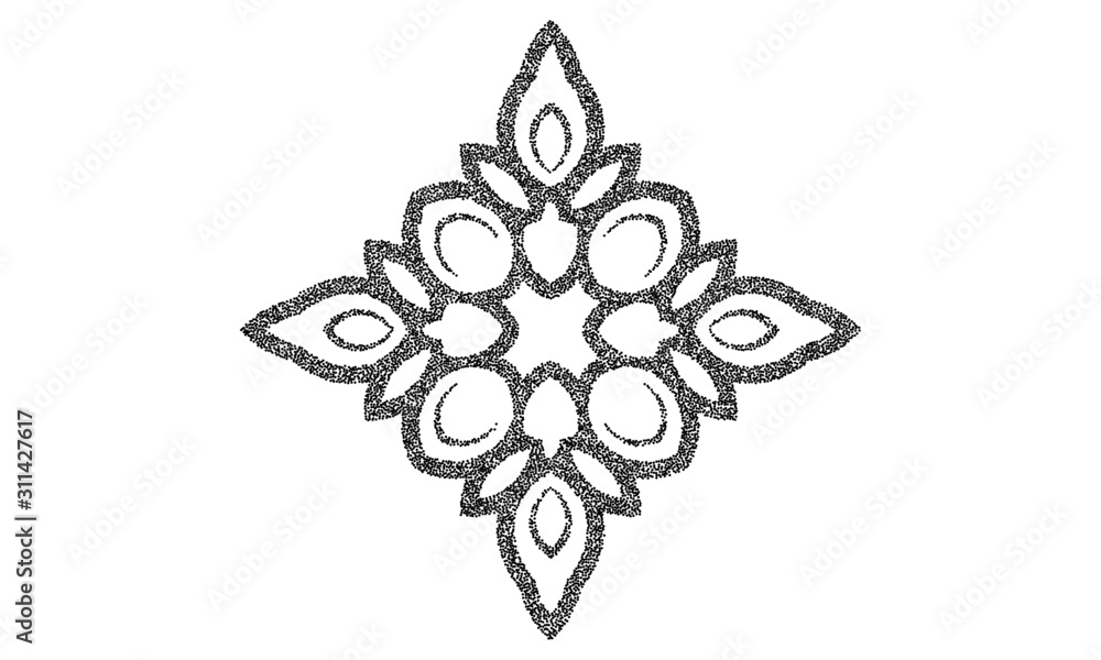 Stipple black vector floral ornament Stipple black vector floral ornament