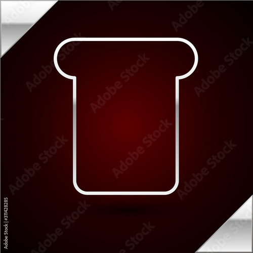 Silver line Bread toast for sandwich piece of roasted crouton icon isolated on dark red background. Lunch, dinner, breakfast snack. Vector Illustration