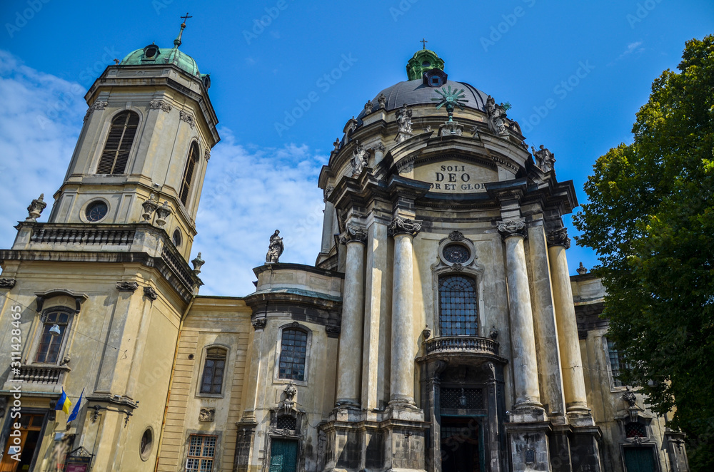 Ancient Dominican Cathedral in Lviv Center. Ukraine