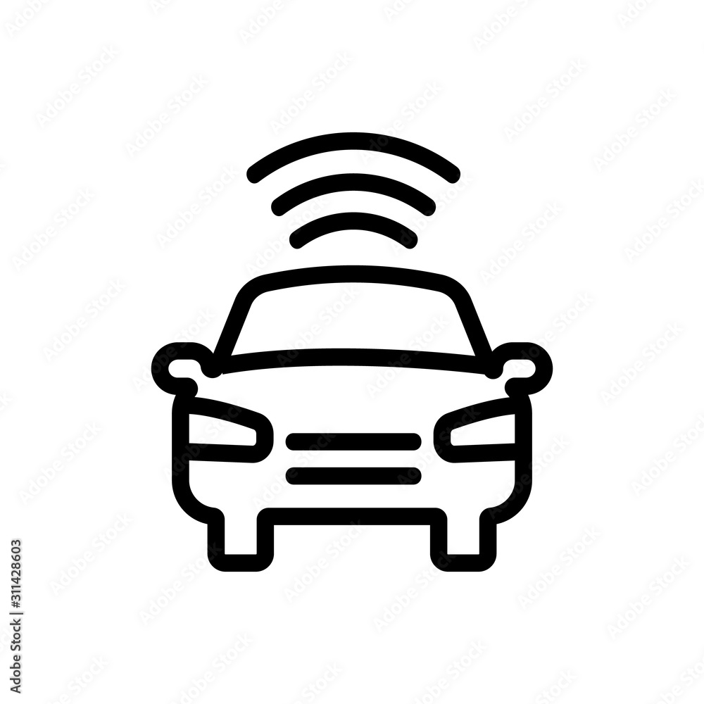 Smart car icon vector. A thin line sign. Isolated contour symbol illustration
