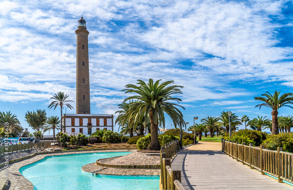 Landscape with Maspalomas Lighthouse, Grand Canary, Spain