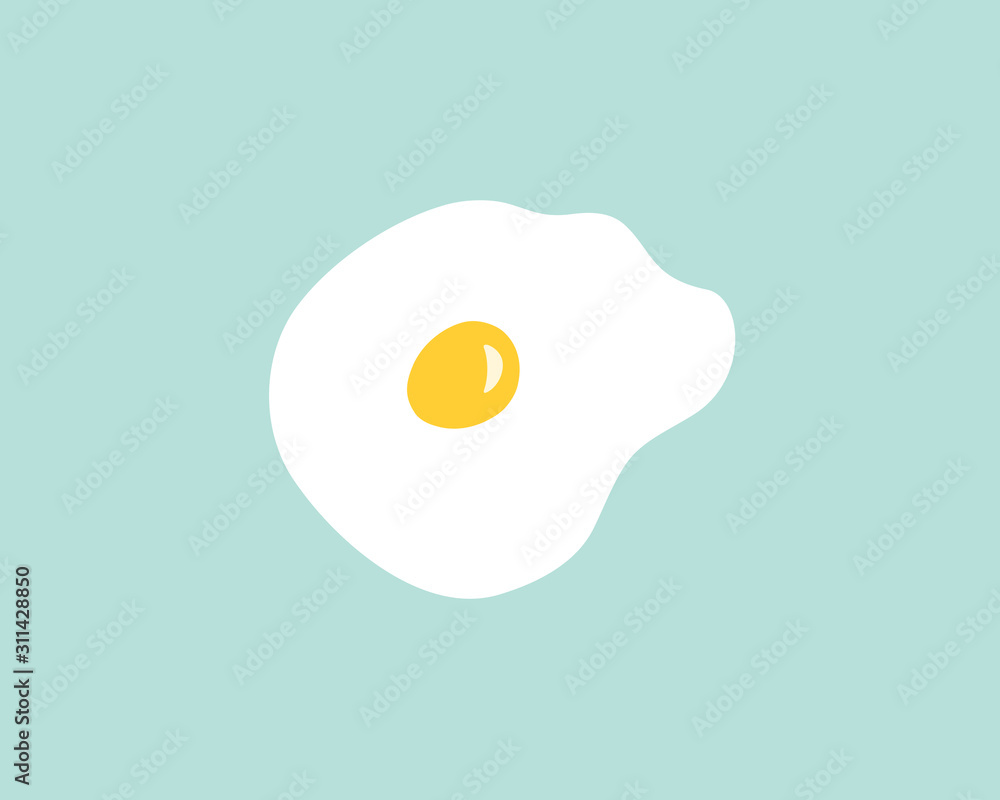 Cartoon drawing of an egg sunny side up, vector illustration Cartoon drawing of an egg sunny side up, vector illustration