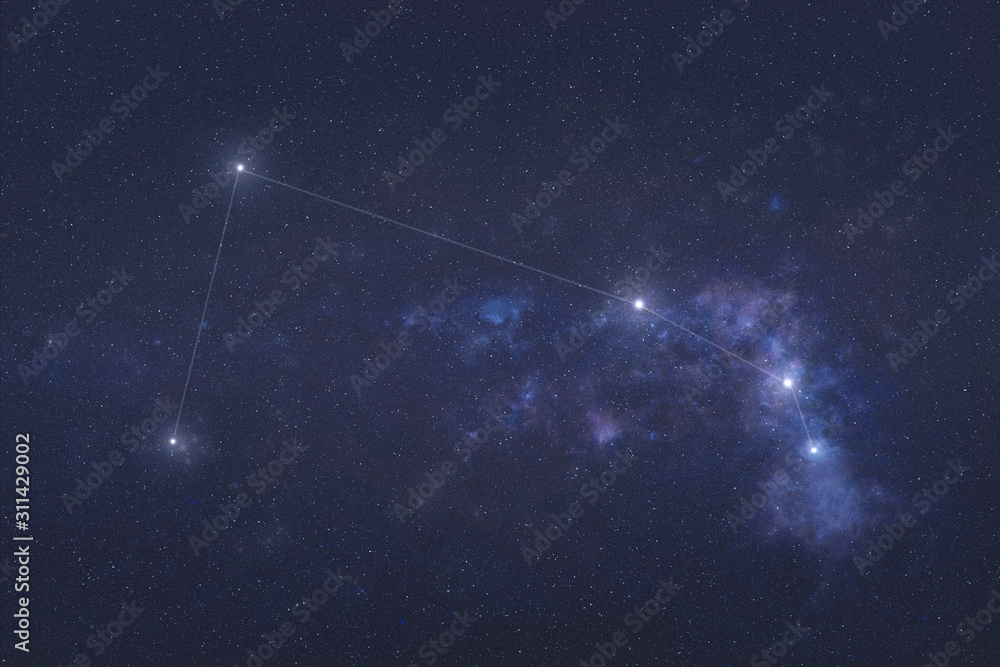 Aries Constellation stars in outer space. Zodiac Sign Aries constellation lines. Elements of this image were furnished by NASA