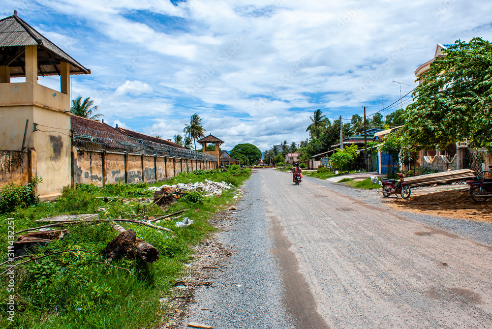 Center of Kampot town in Cambodia, Southeast Asia Center of Kampot town in Cambodia, Southeast Asia